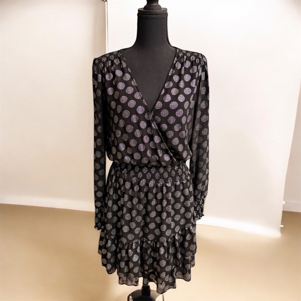MICHAEL Michael Kors Black and Silver Long Sleeve Dress